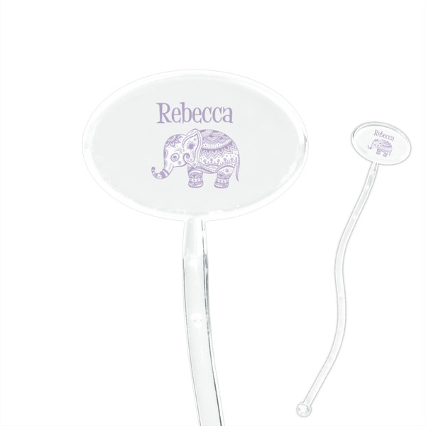 Custom Baby Elephant 7" Oval Plastic Stir Sticks - Clear (Personalized)