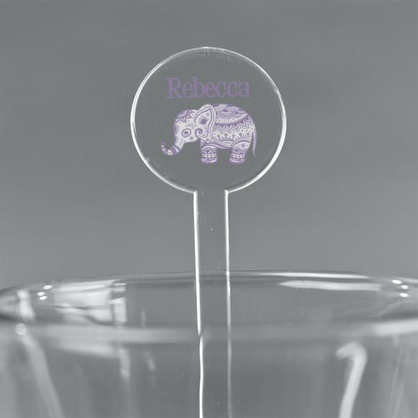 Custom Baby Elephant 7" Round Plastic Stir Sticks - Clear (Personalized)