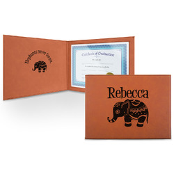 Baby Elephant Leatherette Certificate Holder - Front and Inside (Personalized)