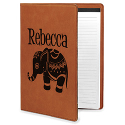 Baby Elephant Leatherette Portfolio with Notepad - Large - Double Sided (Personalized)