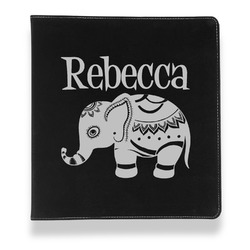 Baby Elephant Leather Binder - 1" - Black (Personalized)