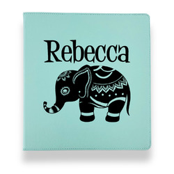 Baby Elephant Leather Binder - 1" - Teal (Personalized)