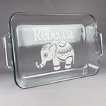 Baby Elephant Glass Baking Dish - 13in x 9in (Personalized)