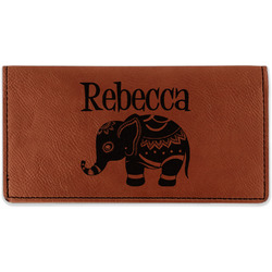 Baby Elephant Leatherette Checkbook Holder - Single Sided (Personalized)