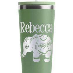 Baby Elephant RTIC Everyday Tumbler with Straw - 28oz - Light Green - Double-Sided (Personalized)