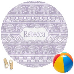 Baby Elephant Round Beach Towel (Personalized)