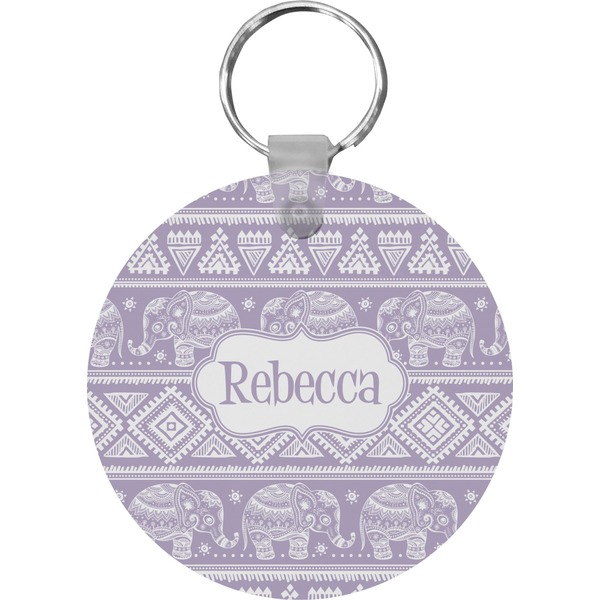 Custom Baby Elephant Round Plastic Keychain (Personalized)