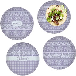 Baby Elephant Set of 4 Glass Lunch / Dinner Plate 10" (Personalized)
