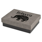 Baby Elephant Small Gift Box w/ Engraved Leather Lid (Personalized)