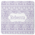 Baby Elephant Square Rubber Backed Coaster (Personalized)