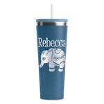 Baby Elephant RTIC Everyday Tumbler with Straw - 28oz - Steel Blue - Double-Sided (Personalized)