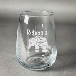 Baby Elephant Stemless Wine Glass (Single) (Personalized)