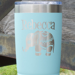 Baby Elephant 20 oz Stainless Steel Tumbler - Teal - Single Sided (Personalized)