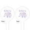 Baby Elephant White Plastic 4" Food Pick - Round - Double Sided - Front & Back