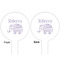 Baby Elephant White Plastic 6" Food Pick - Round - Double Sided - Front & Back