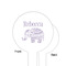 Baby Elephant White Plastic 6" Food Pick - Round - Single Sided - Front & Back