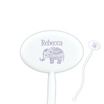 Baby Elephant 7" Oval Plastic Stir Sticks - White - Single Sided (Personalized)