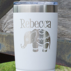 Baby Elephant 20 oz Stainless Steel Tumbler - White - Single Sided (Personalized)