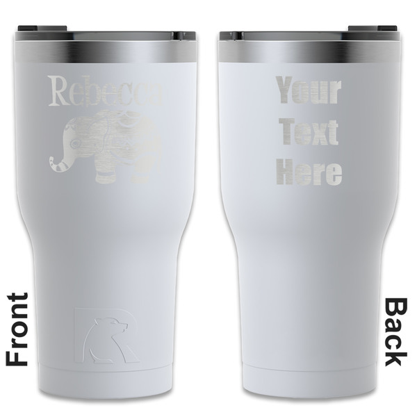 Custom Baby Elephant RTIC Tumbler - White - Engraved Front & Back (Personalized)