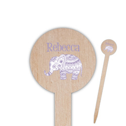 Baby Elephant 6" Round Wooden Food Picks - Double Sided (Personalized)