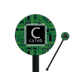 Circuit Board 5.5" Round Plastic Stir Sticks - Black - Single Sided (Personalized)