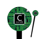 Circuit Board 6" Round Plastic Food Picks - Black - Double Sided (Personalized)