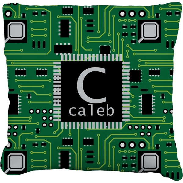 Custom Circuit Board Faux-Linen Throw Pillow 18" (Personalized)