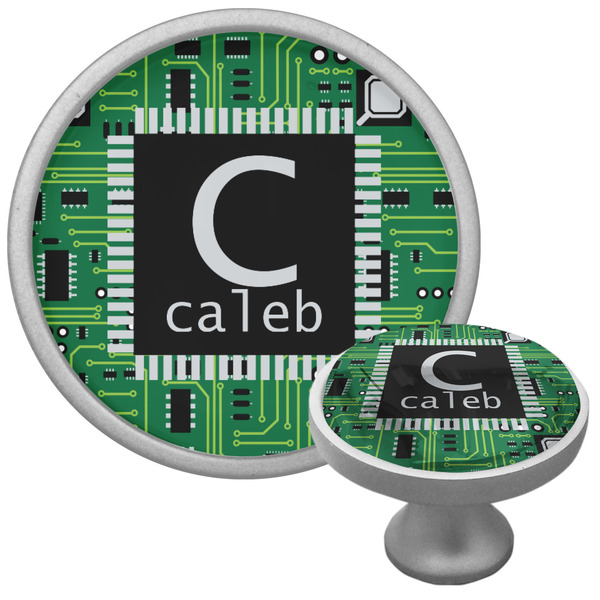 Custom Circuit Board Cabinet Knob (Silver) (Personalized)