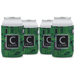 Circuit Board Can Cooler (12 oz) - Set of 4 w/ Name and Initial