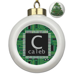 Circuit Board Ceramic Ball Ornament - Christmas Tree (Personalized)