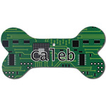 Circuit Board Ceramic Dog Ornament - Front w/ Name and Initial