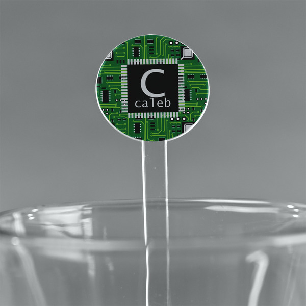 Custom Circuit Board 7" Round Plastic Stir Sticks - Clear (Personalized)