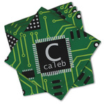 Circuit Board Cloth Cocktail Napkins - Set of 4 w/ Name and Initial