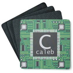 Circuit Board Square Rubber Backed Coasters - Set of 4 (Personalized)