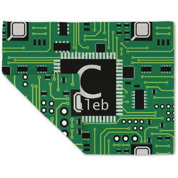 Circuit Board Double-Sided Linen Placemat - Single w/ Name and Initial