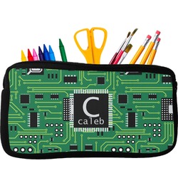 Circuit Board Neoprene Pencil Case - Small w/ Name and Initial