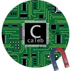 Circuit Board Round Fridge Magnet (Personalized)