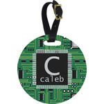 Circuit Board Plastic Luggage Tag - Round (Personalized)