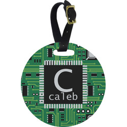 Circuit Board Plastic Luggage Tag - Round (Personalized)