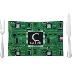 Circuit Board Glass Rectangular Lunch / Dinner Plate (Personalized)