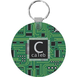 Circuit Board Round Plastic Keychain (Personalized)