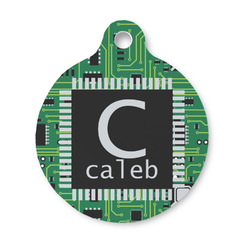 Circuit Board Round Pet ID Tag - Small (Personalized)