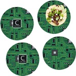 Circuit Board Set of 4 Glass Lunch / Dinner Plate 10" (Personalized)