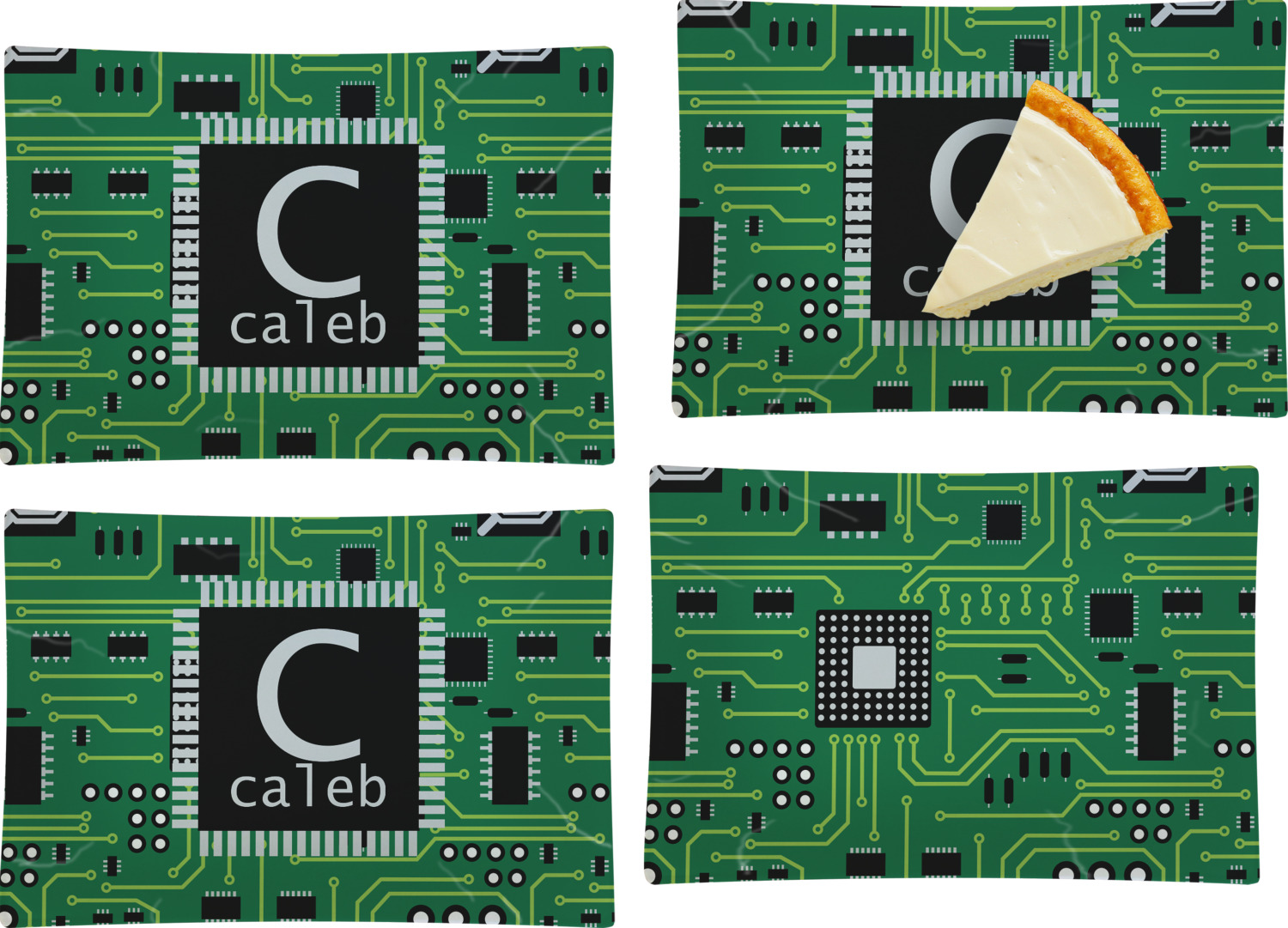  Circuit Board Set of 4 Rectangular Appetizer Dessert 