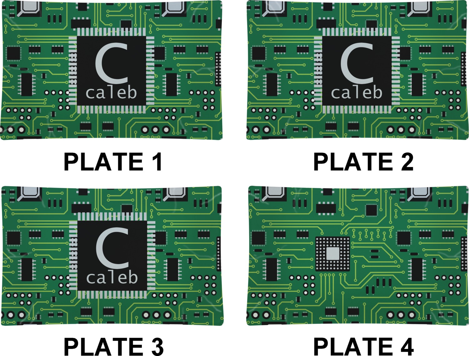  Circuit Board Set of 4 Glass Rectangular Lunch Dinner 