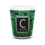 Circuit Board Ceramic Shot Glass - 1.5 oz - White - Set of 4 (Personalized)