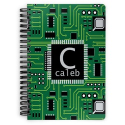 Circuit Board Spiral Notebook - 7x10 w/ Name and Initial