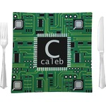 Circuit Board 9.5" Glass Square Lunch / Dinner Plate- Single or Set of 4 (Personalized)