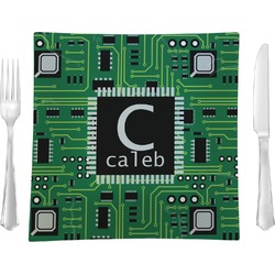 Circuit Board 9.5" Glass Square Lunch / Dinner Plate- Single or Set of 4 (Personalized)