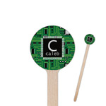 Circuit Board 6" Round Wooden Stir Sticks - Single Sided (Personalized)